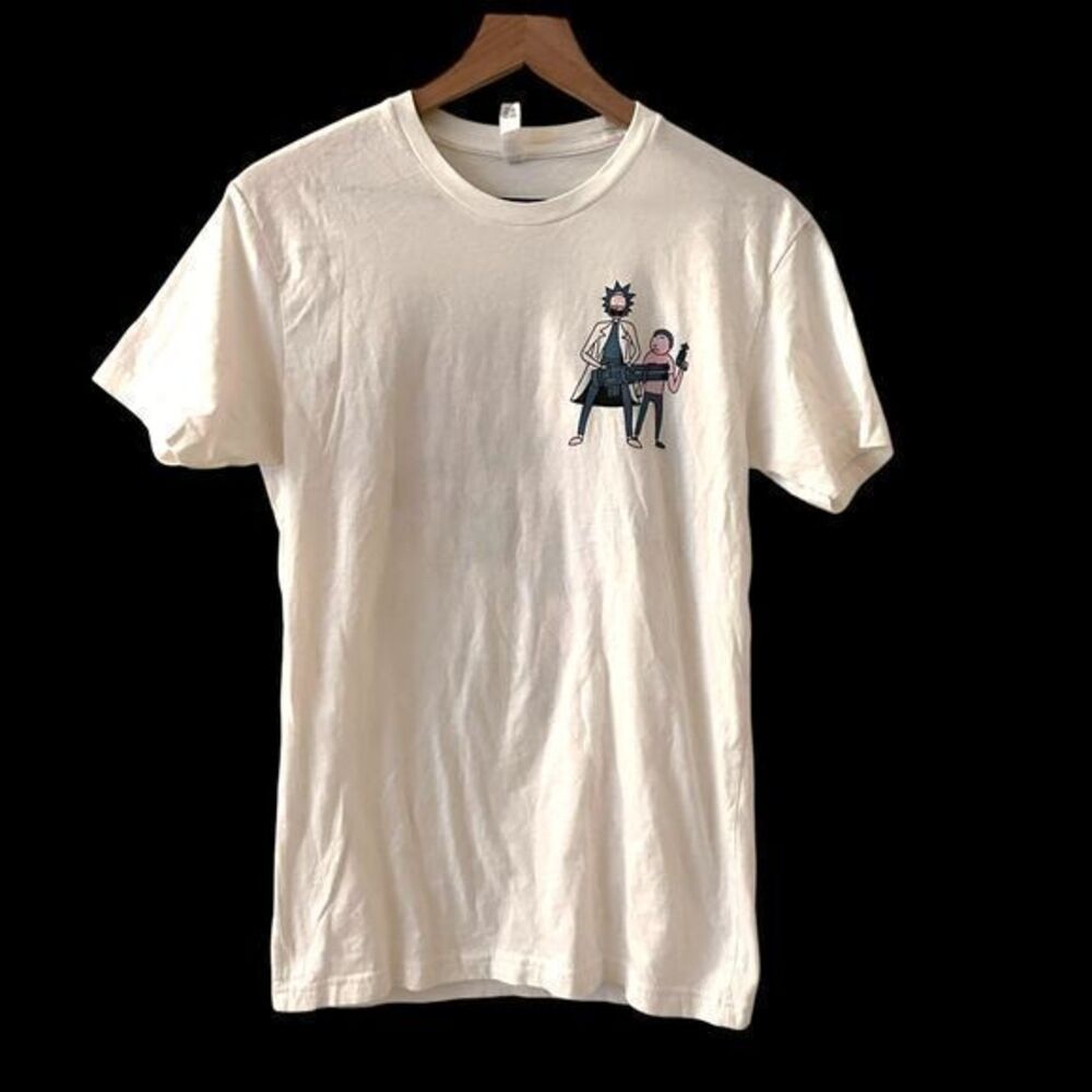 Rick and Morty Adult Swim Short Sleeve White Cotton T-Shirt Graphics Size S